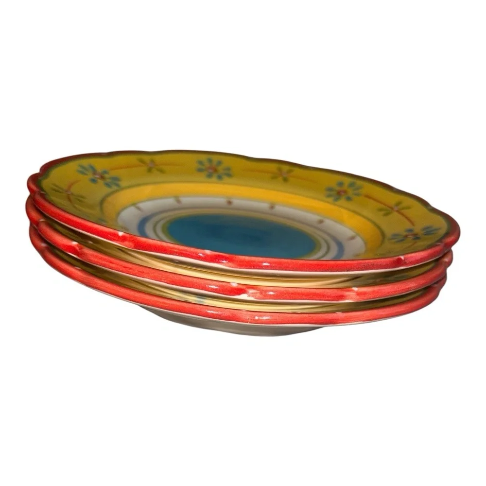 Petit Jardin Culinary Arts Set‎ of 3 Salad Plates 7.9” Yellow Red Blue